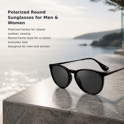 Unisex Polarized Round Sunglasses with UV Protection